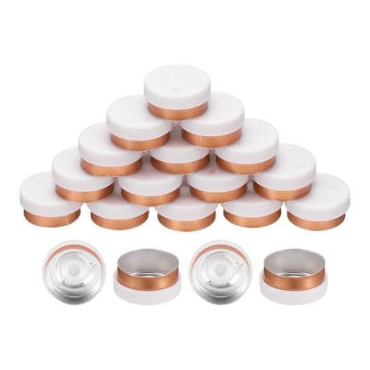 uxcell 13mm Flip Off Caps, 100PCS Burr-Free Flip Off Top Caps Seals Flip Off Aluminum Plastic Vial Flip Off Seals Caps Cover for Glass Vial Freeze-Dried Bottles, White/Gold - color: White/Gold, size: 13mm