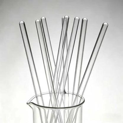 Glass Stirring Rods, Premium Borosilicate Glass Rods, 25 Pack, 12 Inch Length, 0.24 Inch Diameter, Solid Heat Resistant Design with Round Both Ends, Suitable for Laboratory Use