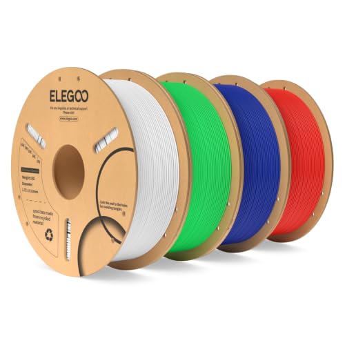 ELEGOO PLA 3D Printer Filament 1.75mm 4KG White/Neon Green/Dark Blue/Red - color: White/Neon Green/Dark Blue/Red, size: 4kg
