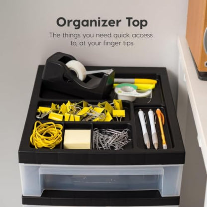 IRIS USA 4-Drawer Rolling Storage Cart, Black/Clear - color: Black, size: 4 Drawer