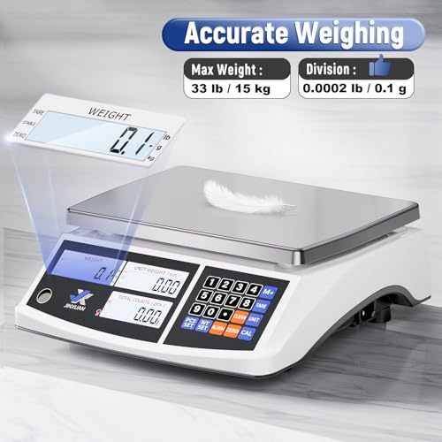 Industrial Counting Scales 33lb/15kgx0.1g Precision Digital Bench Scale lb/g/kg/oz Electronic Inventory Scale for Small Parts Coins, Gram Scale Parts Scale with Stainless Steel Platform Backlit LCD - style: 15kg x 0.1g