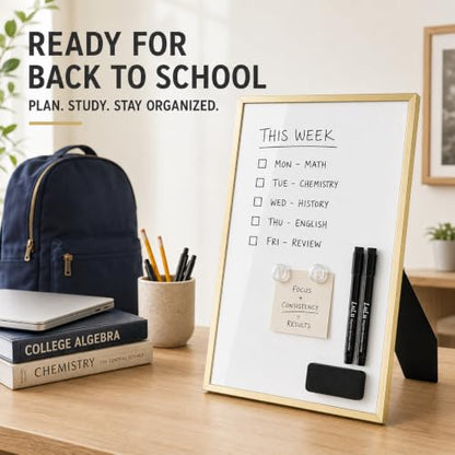 Magnetic Dry Erase Board 12 x 16 Inch with Foldable Stand, 2 Markers & Magnetic Eraser, Portable Black Whiteboard for Wall Mount or Tabletop Use - style: Black Stand