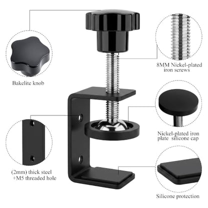 2-Pack 1 Inch Heavy Duty Mini C Clamps, Black Metal Desk Clamps with 0-1.38 Inch Clamping Capacity - Perfect For Workbenches, Diy Projects & Crafting(parallel clamps)