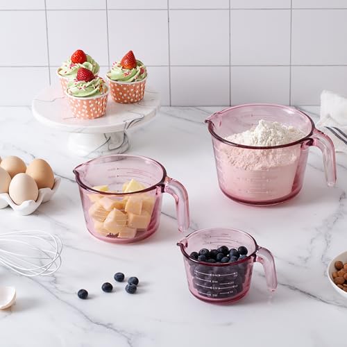 COOK WITH COLOR Glass Measuring Cups - Ideal for Cooking and Baking, Purple - color: Purple