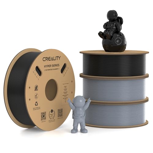 Creality Hyper PLA Filament 1.75mm, 30-600mm/s High Speed 3D Printer Filament, Dimensional Accuracy +/-0.02mm, Fit Most FDM 3D Printers, 4 Pack 1kg Spool(2.2lbs), Black & Grey - color: Black & Grey