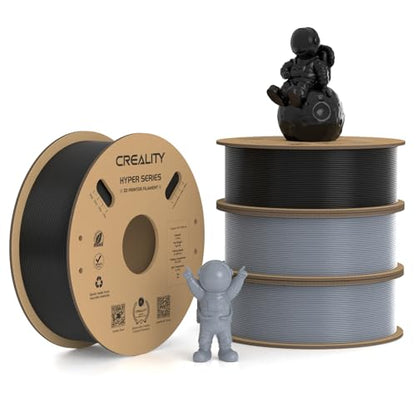 Creality Hyper PLA Filament 1.75mm, 30-600mm/s High Speed 3D Printer Filament, Dimensional Accuracy +/-0.02mm, Fit Most FDM 3D Printers, 4 Pack 1kg Spool(2.2lbs), Black & Grey - color: Black & Grey