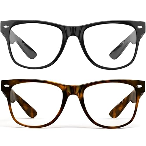 grinderPUNCH Reading Glasses for Men Readers High Power Strong 1.0 to 6.0 - color: 2 Pack Black and Tortoise Marble
