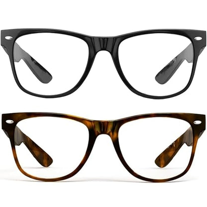 grinderPUNCH Reading Glasses for Men Readers High Power Strong 1.0 to 6.0 - color: 2 Pack Black and Tortoise Marble