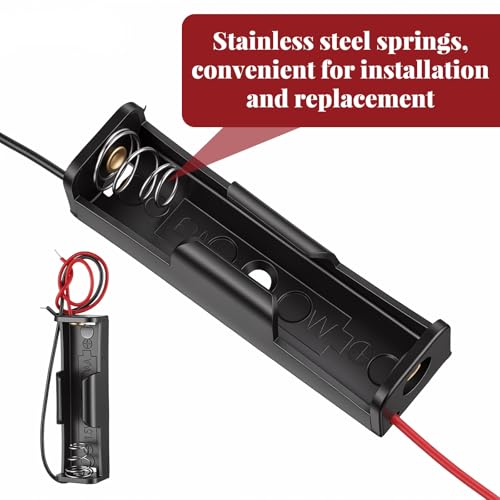 10pcs AA Battery Holder with Leads, Single 1 x 1.5V AA Battery Spring Clip with Leads Wires