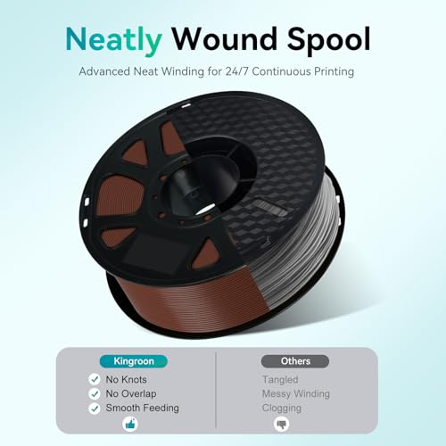 Kingroon Dark Brown PLA Filament 1.75mm ±0.02mm, 2.2lbs – Rich Walnut Tone, No Clogging, Tangle-Free, Vacuum Sealed, Easy Printing for FDM 3D Printers，Brown-Coffee - color: 1kg Dark Brown