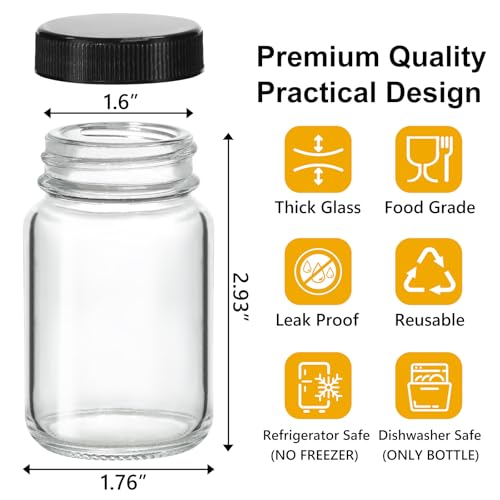 KEYWING 28 Pack 2oz Mini Glass Shot Bottles with Caps for Juice, Ginger - size: 2OZ