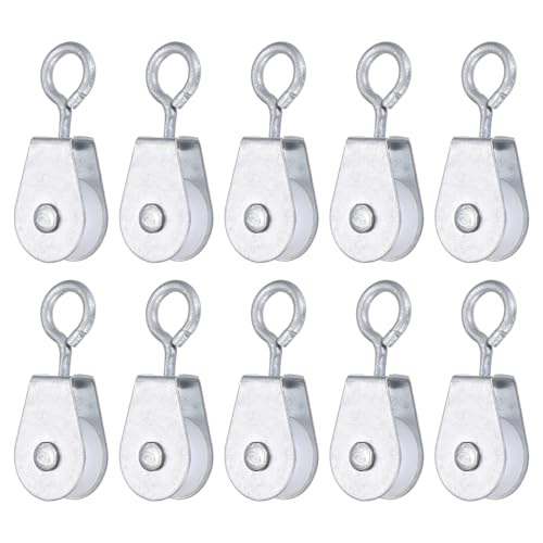 PATIKIL Mini Iron Pulley Wheel 0.43" ID 2.32" L 10Pcs Single Sheave