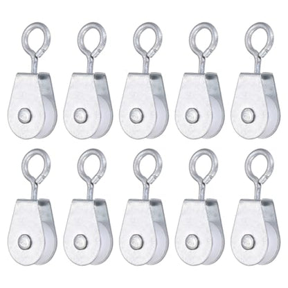 PATIKIL Mini Iron Pulley Wheel 0.43" ID 2.32" L 10Pcs Single Sheave