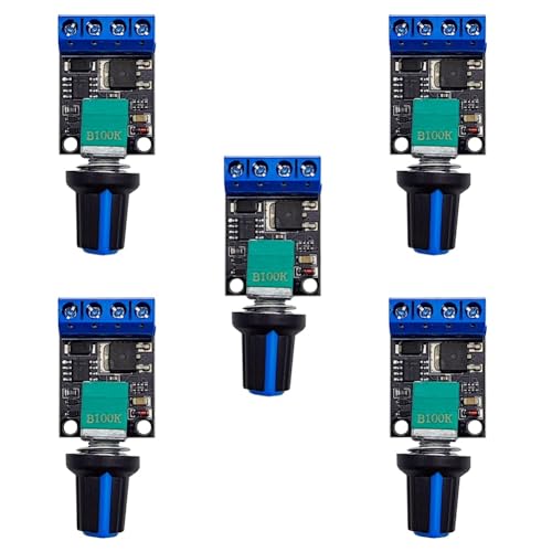 Mini DC Motor PWM Speed Controller Module DC 5V-16V 10A Adjustable Variable Voltage Regulator with Control Switch (5 Pack)
