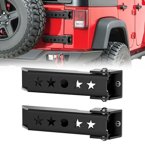 YZONA Heavy Duty Reinforced Tailgate Hinge Set Compatible with 2007-2018 Jeep Wrangler JK JKU Unlimited 2 PCS Steel Rear Door Hinges Tail Gate Hinge Bracket for 2/4 Door (Black) - size: Wrangler JK