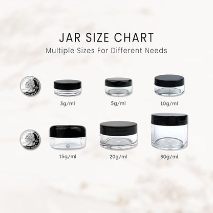 50 New Empty 5 Grams Acrylic Clear Round Jars - BPA Free Containers for Cosmetic, Lotion, Cream, Makeup, Bead, Eye shadow, Rhinestone, Samples, Pot, Small Accessories 5g/5ml (GREEN LID)