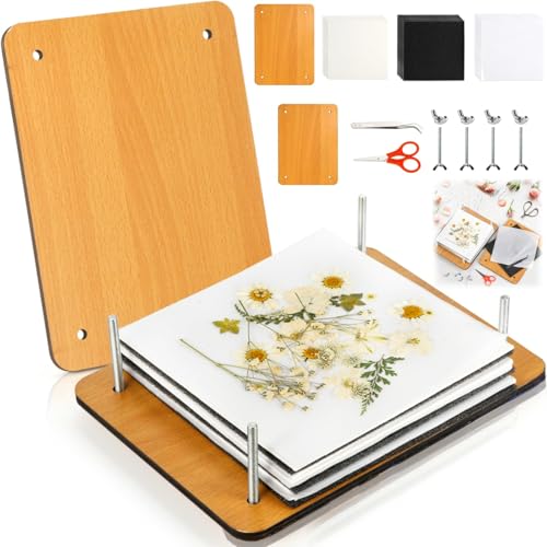 Noamus 54Pcs Flower Press Kit, 7" x 9.5" 6-Layer Wooden Leaves Pressing Kit for Adult, Solid Wood Book Pressed Plant Preservation Kits, DIY Arts Dried Flowers Craft Tool for Gift - size: 7 inches x 9.5 inches x 0.3 inches