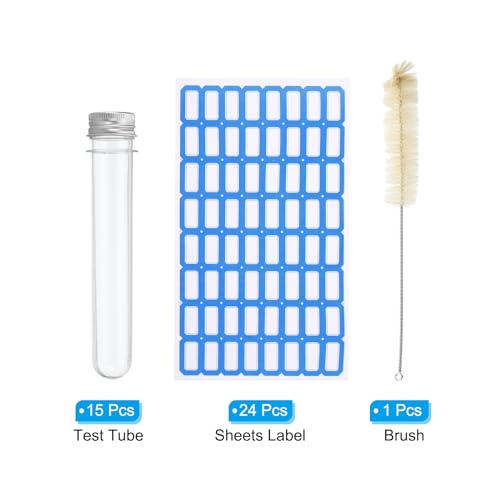 PATIKIL 50ml Test Tubes Set, 15pcs Plastic Clear Round Bottom Test Tube - size: 50ml