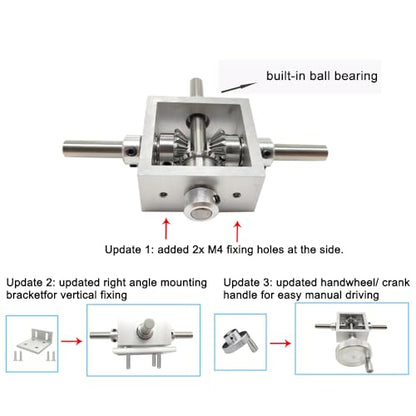 1:1 Right Angle Bevel Gearbox 1 Module 20 Teeth 90° Angle Drive Steering Gear Device Simple Mechanical DIY Module with 6mm Shaft - size: 6mm shaft, style: 2 output shaft