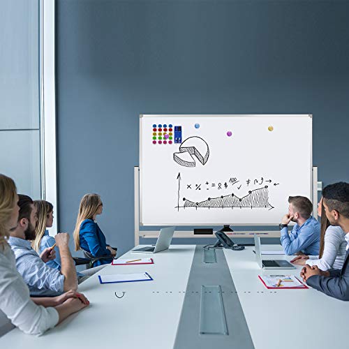 Max-officoo 60"x40" Mobile Whiteboard Double-Sided Magnetic Large Dry Erase White Board with Rolling Stand for Offices, Home & School