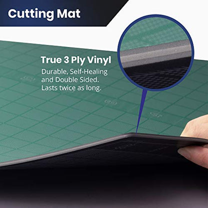 Pacific Arc Double Sided Self Healing Vinyl Rotary Cutting Mat - Thick & Durable Fabric & Paper Cutting Mat (18"x36") - size: 36"L x 18"W