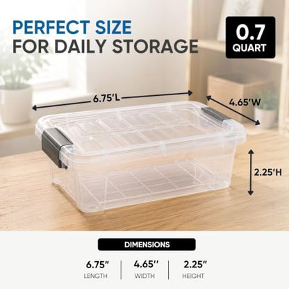 Superio 0.7 Quart Mini Clear Plastic Storage Container with Lid, Stackable Small Organizer Box for Crayons, Art Supplies, Beads, Sewing, Stationery & Food Storage, 1 Pack - size: 0.7 Quart