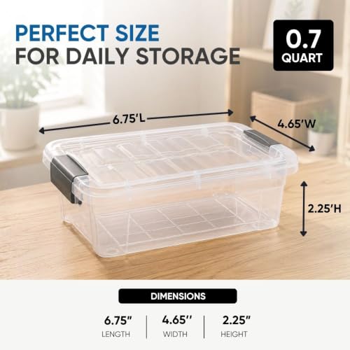Superio 0.7 Quart Mini Clear Plastic Storage Container with Lid, Stackable Small Organizer Box for Crayons, Art Supplies, Beads, Sewing, Stationery & Food Storage, 1 Pack - size: 0.7 Quart