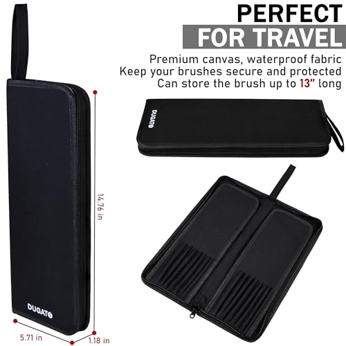 DUGATO Long Brush Holder & Organizer, Canvas Case 5.7 x 14.8 in, Black (Pack of 2) - color: Black, size: Large 5.7x14.8 inches (Pack of 2)