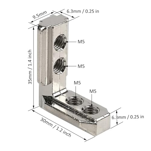 20 Pcs 1" x 1" Aluminum Extrusion Profiles 1010 Series L-Shape Interior Corner Connector Joint Bracket with Screws for 10x10 Aluminum Profile 1 Inch x 1 Inch Extrusion Profiles Rail - style: 20 sets internal bracket with m5