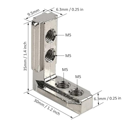 20 Pcs 1" x 1" Aluminum Extrusion Profiles 1010 Series L-Shape Interior Corner Connector Joint Bracket with Screws for 10x10 Aluminum Profile 1 Inch x 1 Inch Extrusion Profiles Rail - style: 20 sets internal bracket with m5