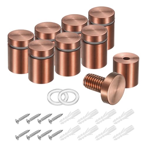 uxcell 8Pcs Sign Standoff Screws, 3/4" x 1" Stainless Steel Wall Standoff Mount Hardware Advertising Glass Nail for Glass Acrylic Panel Picture Frame, Rose Gold - size: 3/4" x 1"