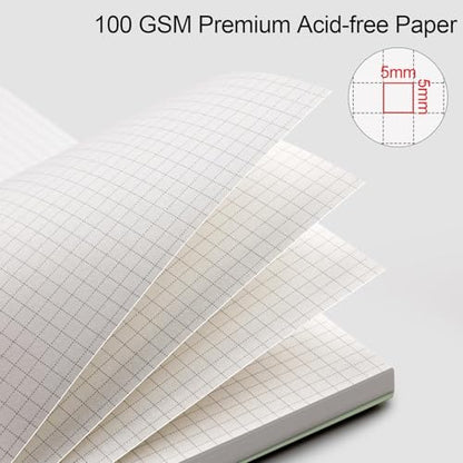 AHGXG Spiral Graph Paper Notebook, 110 Pages, A4 (8.5" x 11") - color: Sage Green, style: A4-Graph