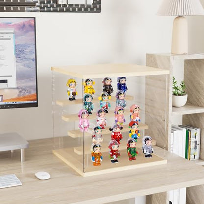 Acrylic Display Case for Collectibles, 5 Tier Figure Display Box with Door - color: Wood