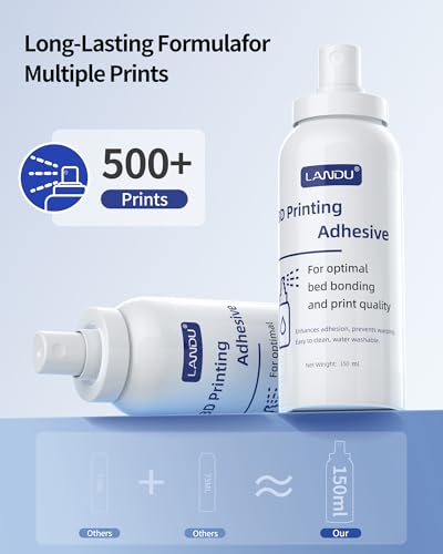 LANDU 3D Printing Adhesive, 3D Printer Build Plate Bed Adhesive Glue Reduces Warping for ABS, ASA, PLA, and PETG Filament Suitable for Various 3D Printing Beds, 3D Glue for 3D Printing - 150ml - size: 1 PACK