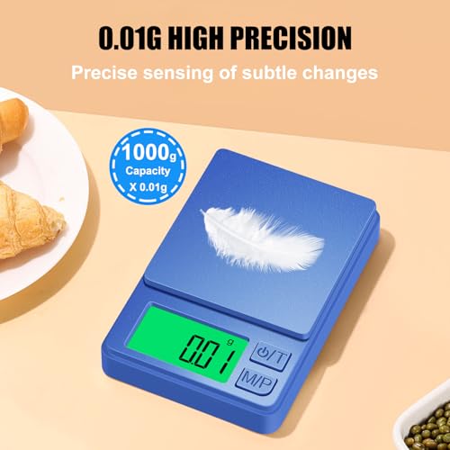 1000g Pocket Gram Scale, Diyife 0.1g Accuracy Portable Mini Scale (Blue) - color: Blue