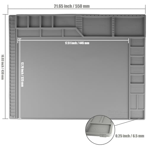 Kaisi Large Soldering Mat,Silicone Solder Mat,Magnetic Work Mats - color: Gray Soldering Mat