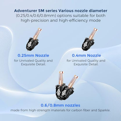 FLASHFORGE Adventurer 5M Series 3D Printer Nozzle Assembly, 3S Quick-Detachable Nozzle, Max 280℃ High Temperature & High Flow 32mm³/s Nozzle for AD5M/5M Pro 3D Printers (0.25mm for AD5M Series) - style: 0.25mm for AD5M Series