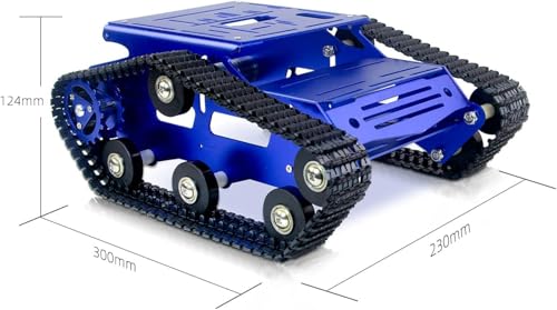 Smart Robot Car Chassis Kit Full Metal Big Tank Chassis with 2WD Motors for Arduino Raspberry Pi Jetson Python DIY Smart Car Learning Kit(Blue1, with Encoder Motor) - color: Blue1