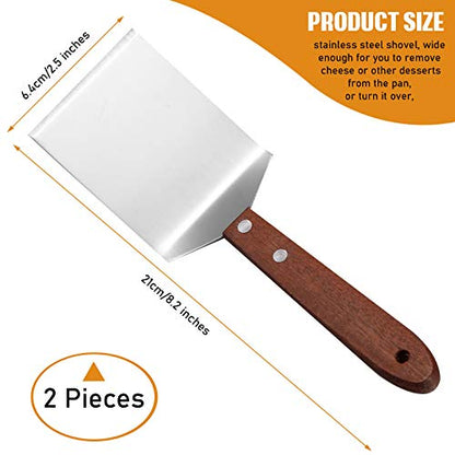 Newtay 2 Pcs Metal Small Spatula Wooden Handle Cookie Baking Scraper Turner
