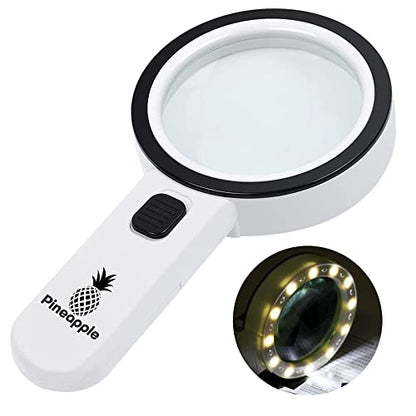 Magnifying Glass with Light, 30X Handheld Large Magnifying Glass for Reading, Lighted Magnifier for Seniors, Macular Degeneration, Coins, Jewelry, Elderly
