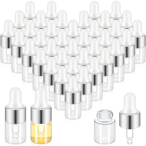 Didaey 100 Pcs Mini Glass Oil Dropper Bottle, 2 ml, Classic Silver - color: Classic Silver, size: 2 ml