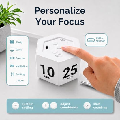 KADAMS Pomodoro Timer Cube, Visual Timer for Kids, Productivity Desk Timer - color: Black