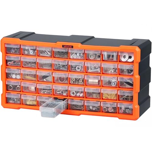 VEVOR 40-Drawer Storage Organizer, Plastic, Drawer Storage Cabinet for Garage Organization, Stackable Small Parts Organizer, Wall-Mounted Toolbox, for Hardware, Beads, Screws, Crafts, Building Bricks - size: 40-Drawers
