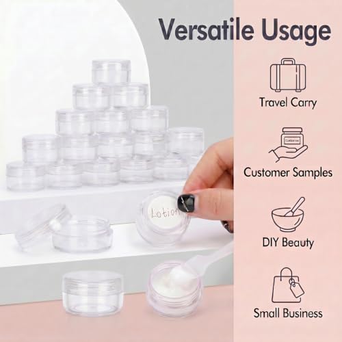 5 Gram Sample Containers 50 Count Small Travel Containers with Lids - color: Clear