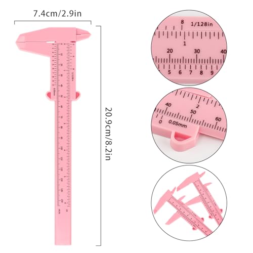 150mm Mini Plastic Caliper Double Scale Plastic Vernier Caliper for Eyebrow Jewelry Tatoo Sliding Gauge Ruler Measuring Tool (Pink)