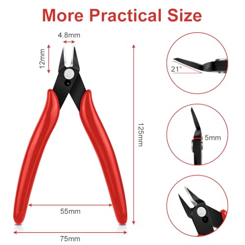Ainiv Wire Cutters, 1PCS Spring-loaded Side Cutters Flush Diagonal Cutters - color: Red Wire Cutter-1pcs, size: 1pcs