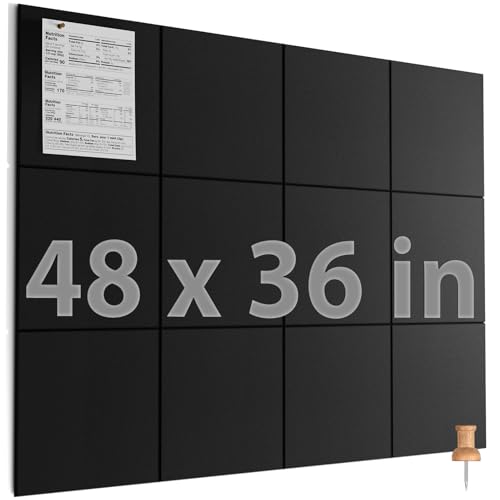 MaxGear Felt Bulletin Board 48" x 36", Black Felt Wall Tiles Wall Decor - color: Black, size: 48" x 36"