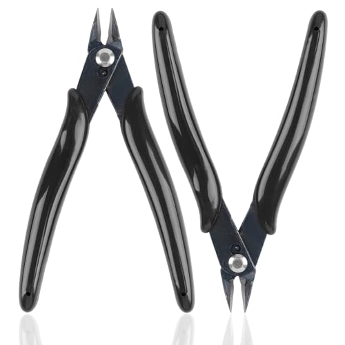 2 Pack Micro Wire Cutter, 5 Inches Flush Cutters, Black Side Cutters