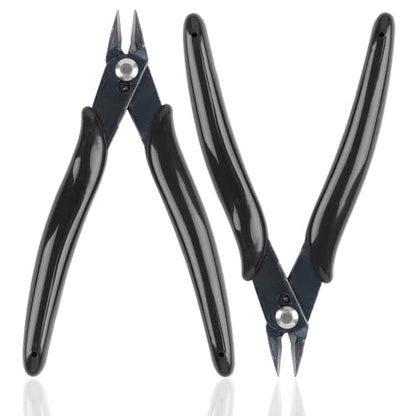 2 Pack Micro Wire Cutter, 5 Inches Flush Cutters, Black Side Cutters