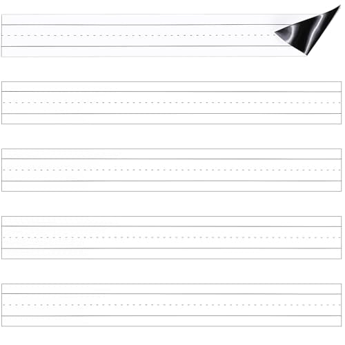 Chinco 5 Pcs Magnetic Dry Erase Sentence Strips 24x3 Inch Lined Erasable